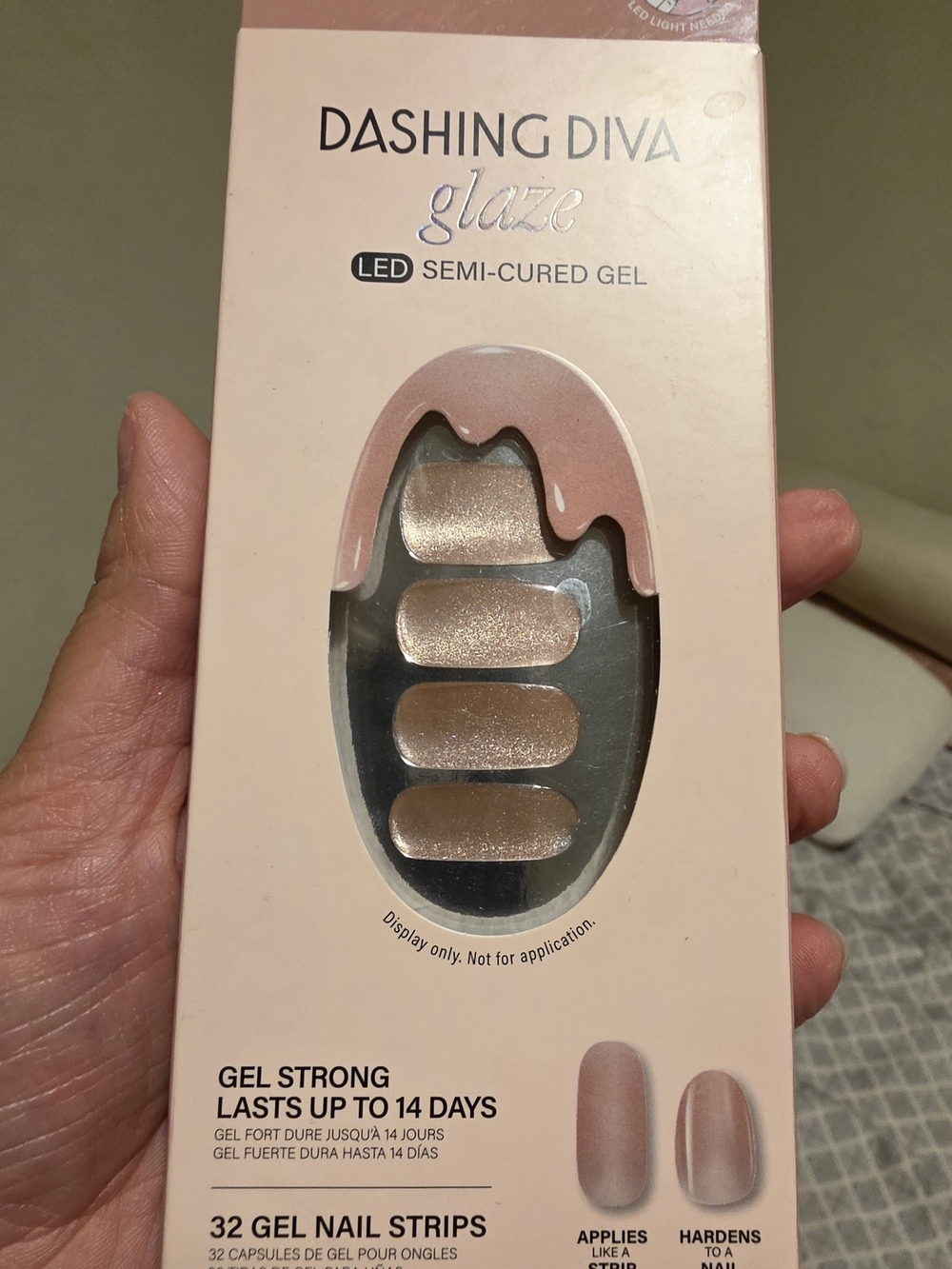 Dashing Diva Glaze LED Semi-Cured Gel Nail Strips - Shimmery Rose